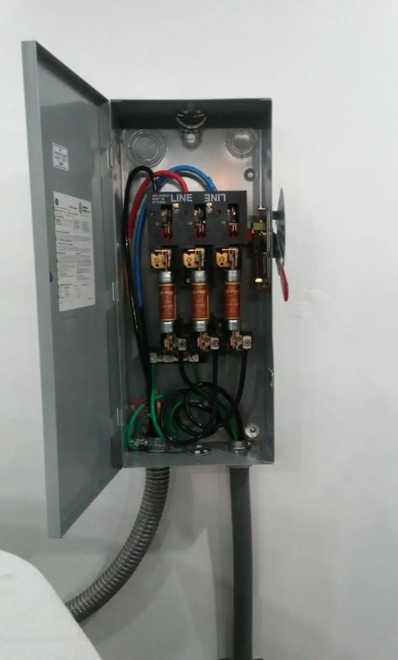 Three-phase disconnect switch installed for Electrical Wiring & Rewiring in Draper